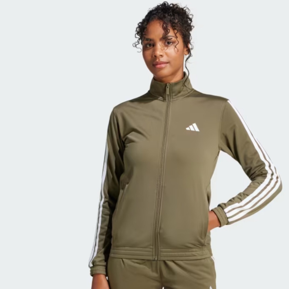 Adidas TRICOT 3-STRIPES TRACK JACKET in Olive Strata/White, Women’s Size S, NWT - Picture 9 of 9